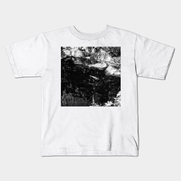 Reflecting Pond (Black & White) Kids T-Shirt by BlakCircleGirl